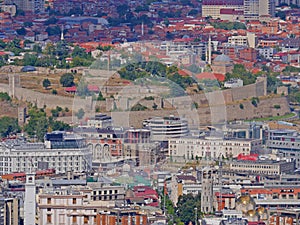 Skopje panorama buildings top view