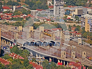 Skopje panorama buildings top view