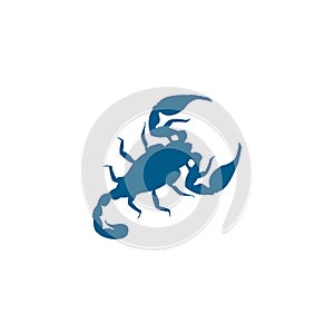 Skorpion Blue Icon On White Background. Blue Flat Style Vector Illustration