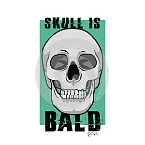 Skull is bald. Illustration for poster