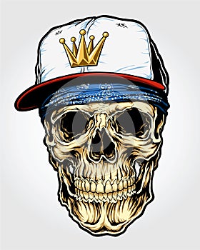 Skull with Bandanna and Cap