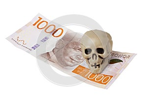 Skull on banknote