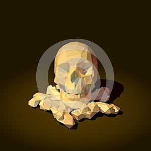 low poly skull and bones
