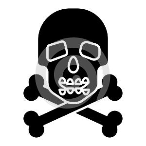 Skull with bones icon, vector illustration, black sign on isolated background