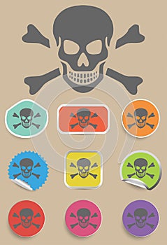 Skull and bones warning sign - vector