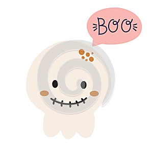 Skull with a Boo Speech Bubble. Happy Halloween.