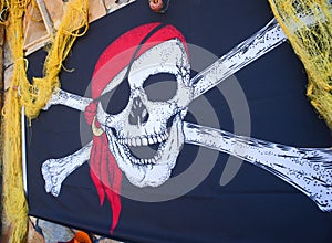 Skull and cross bone decorative flag.