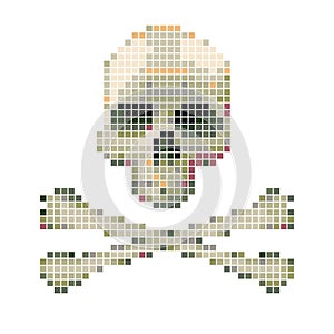 Skull and crossbones collected from pixels.