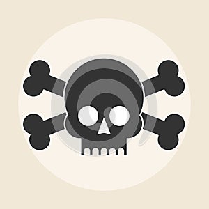 Skull and crossbones vector icon