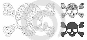 Skull Crossbones Vector Mesh Network Model and Triangle Mosaic Icon