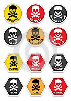 Skull & Crossbones Warning Stickers