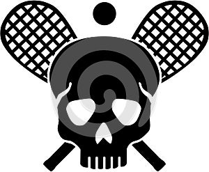 Skull with crossed squash rackets