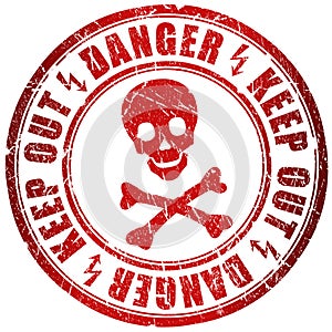 Skull danger stamp