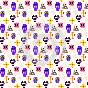 Skull Day Dead Seamless Pattern