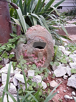 Skull decompression in a rock garden