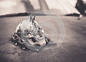 Skull decoration on car