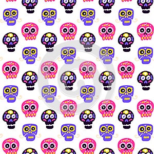 Skull Dia De Los Muertos Seamless Pattern