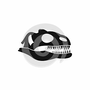 Skull of dinosaur icon, simple style