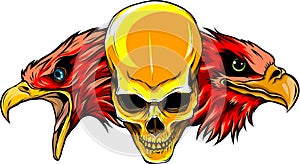 skull with eagle head  illustration design