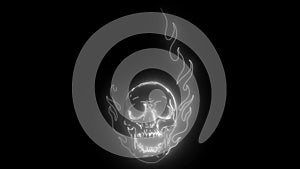 Skull on Fire with Flames digital neon video