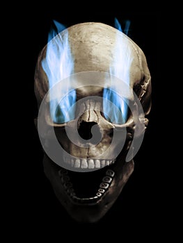 Skull with flaming eyes