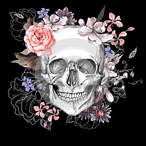 Skull and Flowers Day of The Dead