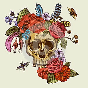 Skull and Flowers Day of The Dead