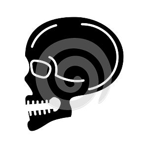 Skull front view icon, vector illustration, black sign on isolated background