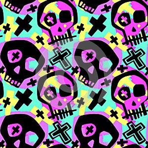 Skull funky boys and girls apparel modern print.