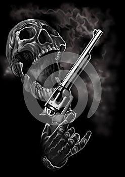 Skull gangster pistol