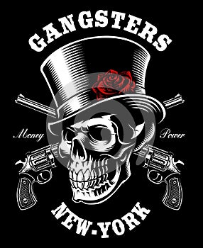 Skull with hat and guns.