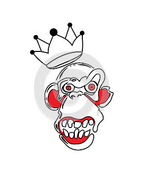 Skull head with crown or emperor king crown skull head vector