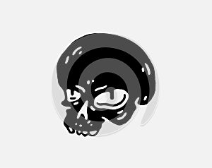 Skull icon. Black silhouette of a human skull. Vector illustration isolated on a white background
