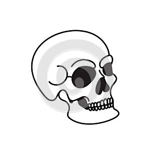 Skull illustration isolated on white background. Design element for logo, label, sign.