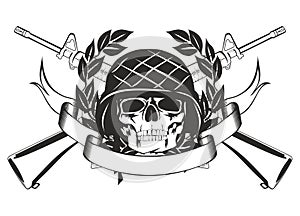 Skull in the military helmet