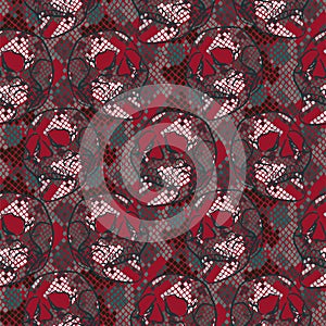 Skull pattern with snake skin texture. Seamless grunge boho red background for textile print.