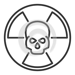 Skull with Radiation symbol vector Radiation outline icon or sign