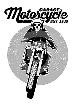 Skull riding a motorcycle