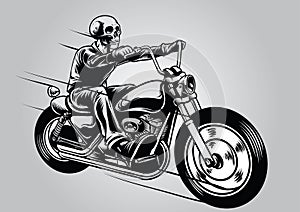 Skull riding motorcycle
