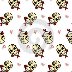 Skull and rose pattern vector illustration