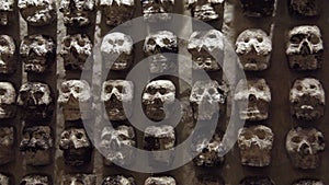 Skull sculptures at Templo Mayor in Mexico City