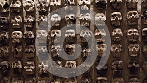 Skull sculptures at Templo Mayor in Mexico City