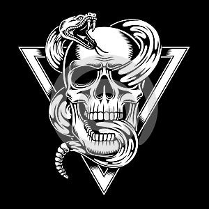 Skull with Snake Vector Illustration