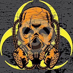 Skull wearing a gas mask. vector