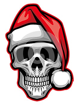 Skull wearing santa claus hat