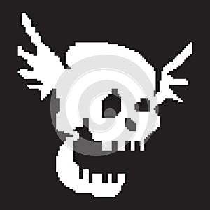 Skull with wings painted with pixels, Halloween