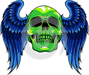 Skull with Wings Vector Illustration design art