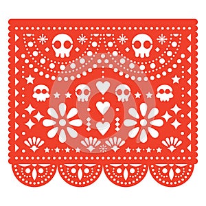 Skulls Papel Picado  design, Mexican paper cut out pattern - Dia de Los Muertos, Day of the Dead photo