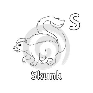 Skunk Animal Alphabet ABC Isolated Coloring Page S