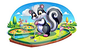 Skunk Playing Mini Golf